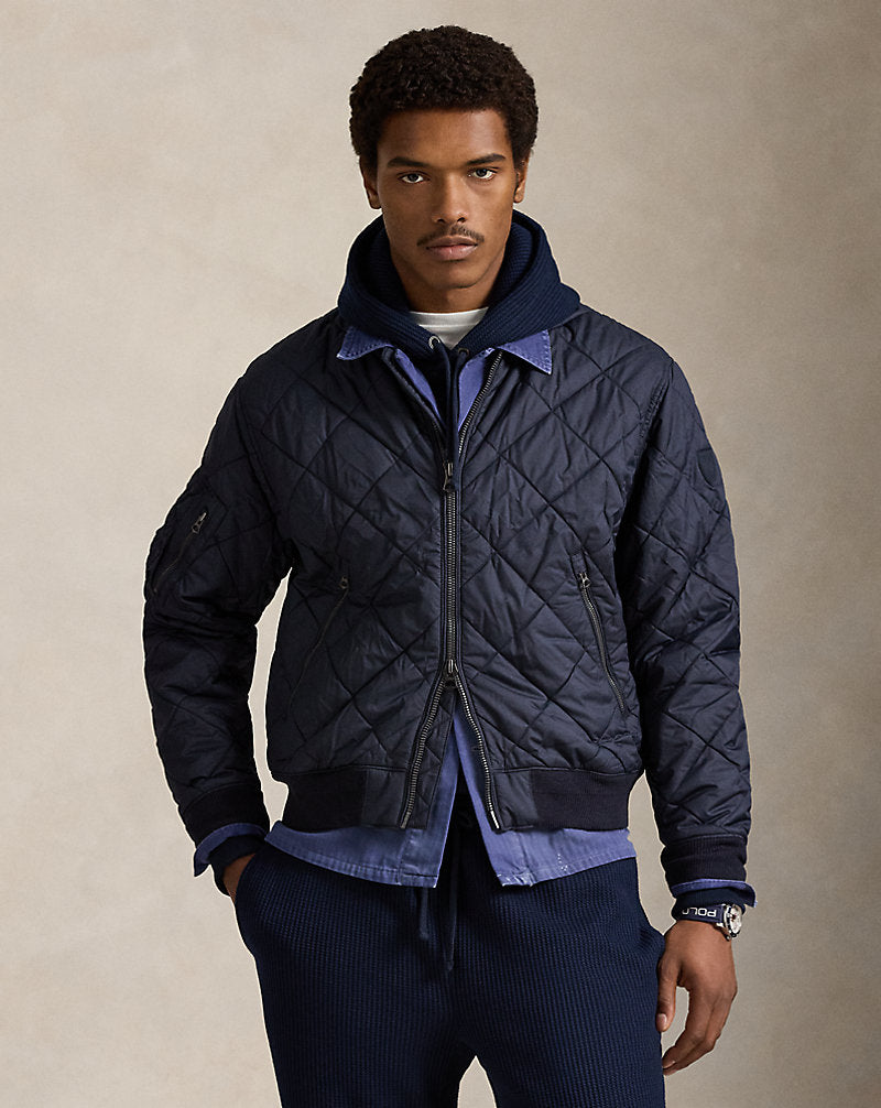 Quilted Jacquard Bomber Jacket