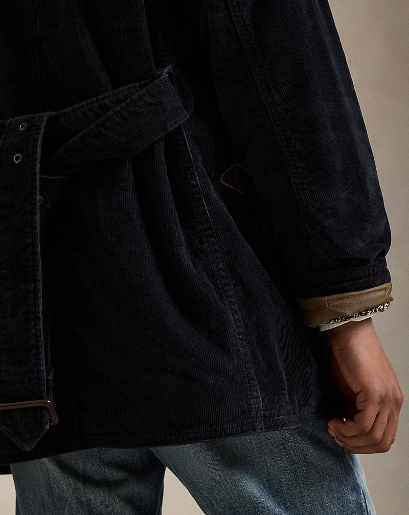 Shearling-Collar Corduroy Ranch Coat