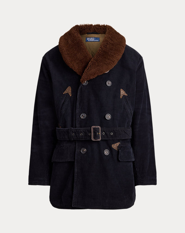 Shearling-Collar Corduroy Ranch Coat